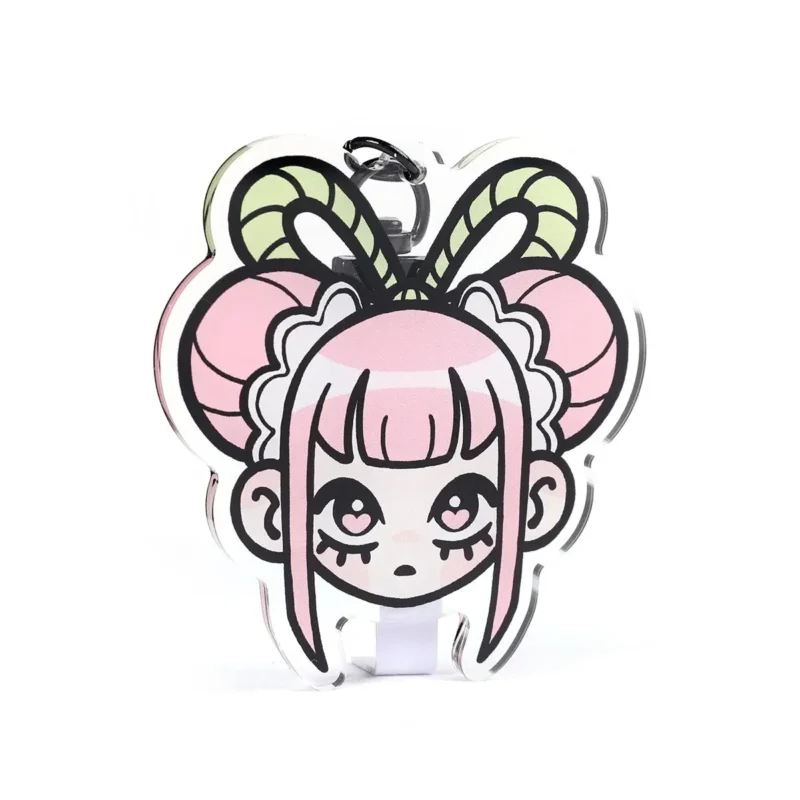 Kawaii Cherri Anime Girl Acrylic Key Ring – Designer: Holly